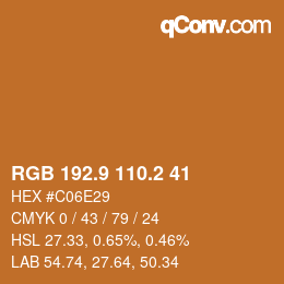 カラーコード: RGB 192.9 110.2 41 | qconv.com