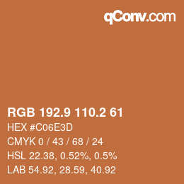 Color code: RGB 192.9 110.2 61 | qconv.com