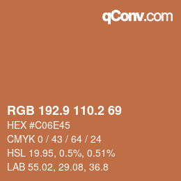 Color code: RGB 192.9 110.2 69 | qconv.com