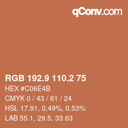 カラーコード: RGB 192.9 110.2 75 | qconv.com