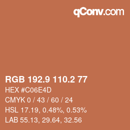 カラーコード: RGB 192.9 110.2 77 | qconv.com