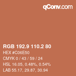 カラーコード: RGB 192.9 110.2 80 | qconv.com