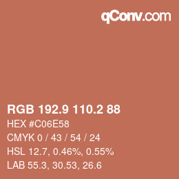 カラーコード: RGB 192.9 110.2 88 | qconv.com