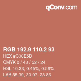 カラーコード: RGB 192.9 110.2 93 | qconv.com
