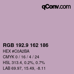 Color code: RGB 192.9 162 186 | qconv.com