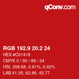 カラーコード: RGB 192.9 20.2 24 | qconv.com