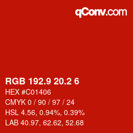 カラーコード: RGB 192.9 20.2 6 | qconv.com