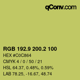 カラーコード: RGB 192.9 200.2 100 | qconv.com