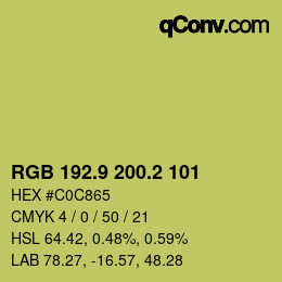 カラーコード: RGB 192.9 200.2 101 | qconv.com