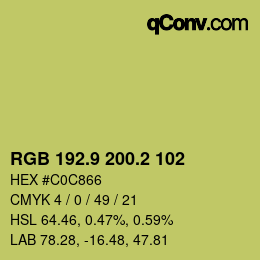 カラーコード: RGB 192.9 200.2 102 | qconv.com