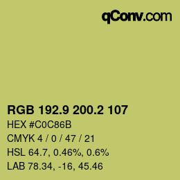 カラーコード: RGB 192.9 200.2 107 | qconv.com