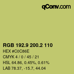 カラーコード: RGB 192.9 200.2 110 | qconv.com