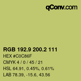 カラーコード: RGB 192.9 200.2 111 | qconv.com