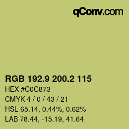 カラーコード: RGB 192.9 200.2 115 | qconv.com