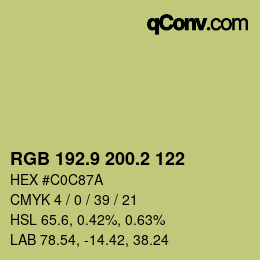 Color code: RGB 192.9 200.2 122 | qconv.com
