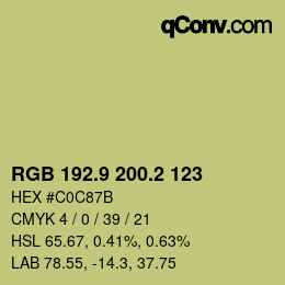 カラーコード: RGB 192.9 200.2 123 | qconv.com