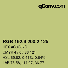 カラーコード: RGB 192.9 200.2 125 | qconv.com