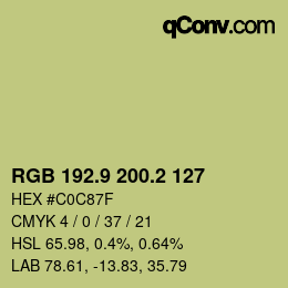 Color code: RGB 192.9 200.2 127 | qconv.com