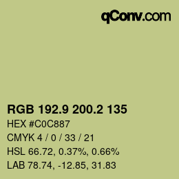 カラーコード: RGB 192.9 200.2 135 | qconv.com