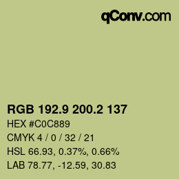 カラーコード: RGB 192.9 200.2 137 | qconv.com