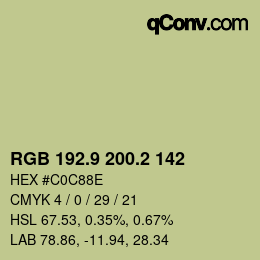 カラーコード: RGB 192.9 200.2 142 | qconv.com