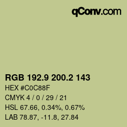 Farbcode: RGB 192.9 200.2 143 | qconv.com