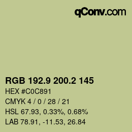 Color code: RGB 192.9 200.2 145 | qconv.com