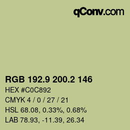 Color code: RGB 192.9 200.2 146 | qconv.com