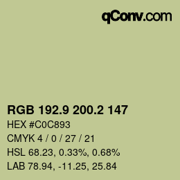 Color code: RGB 192.9 200.2 147 | qconv.com