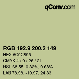 Color code: RGB 192.9 200.2 149 | qconv.com