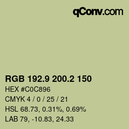 カラーコード: RGB 192.9 200.2 150 | qconv.com
