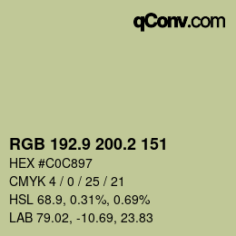 カラーコード: RGB 192.9 200.2 151 | qconv.com