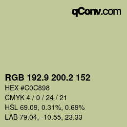 Color code: RGB 192.9 200.2 152 | qconv.com