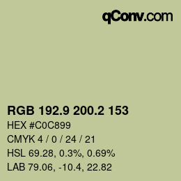 Color code: RGB 192.9 200.2 153 | qconv.com