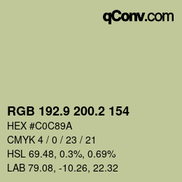 Farbcode: RGB 192.9 200.2 154 | qconv.com
