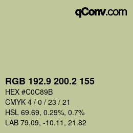 カラーコード: RGB 192.9 200.2 155 | qconv.com