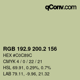 Farbcode: RGB 192.9 200.2 156 | qconv.com