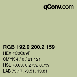 Color code: RGB 192.9 200.2 159 | qconv.com