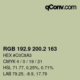 Color code: RGB 192.9 200.2 163 | qconv.com