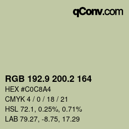カラーコード: RGB 192.9 200.2 164 | qconv.com