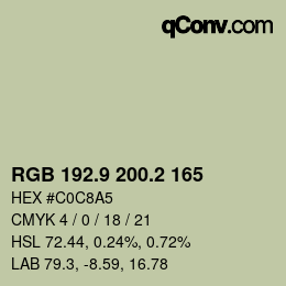カラーコード: RGB 192.9 200.2 165 | qconv.com