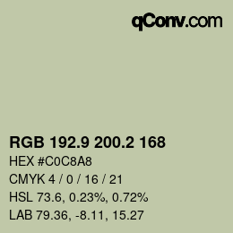 Farbcode: RGB 192.9 200.2 168 | qconv.com