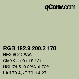 Farbcode: RGB 192.9 200.2 170 | qconv.com