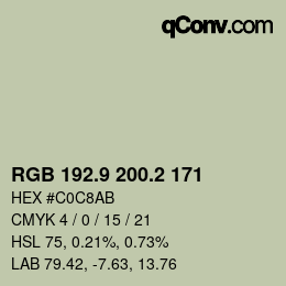 Color code: RGB 192.9 200.2 171 | qconv.com