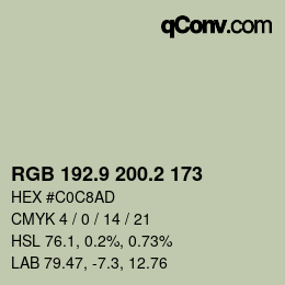 Color code: RGB 192.9 200.2 173 | qconv.com