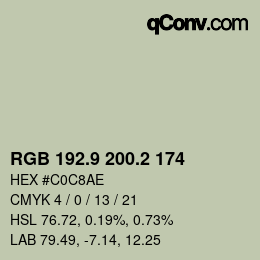 カラーコード: RGB 192.9 200.2 174 | qconv.com