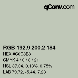 カラーコード: RGB 192.9 200.2 184 | qconv.com