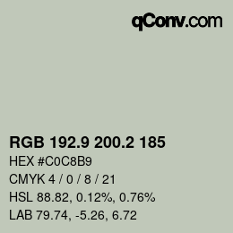 Color code: RGB 192.9 200.2 185 | qconv.com