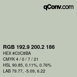 Color code: RGB 192.9 200.2 186 | qconv.com