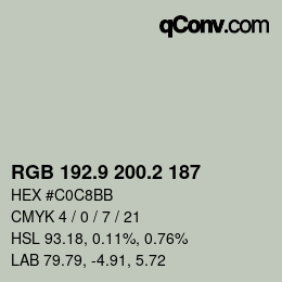 Color code: RGB 192.9 200.2 187 | qconv.com